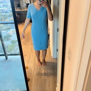 LOFT Light Blue V-Neck Midi Dress